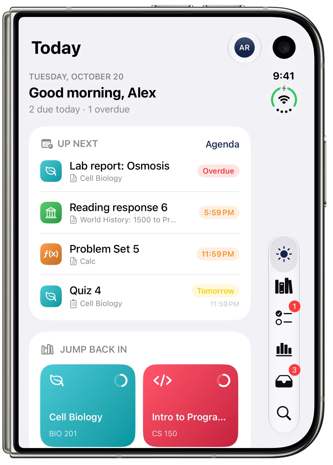 Openfold Today on the iPhone Duo cover screen