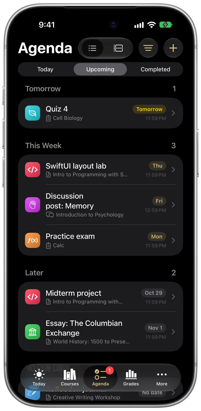 Openfold Agenda in dark mode